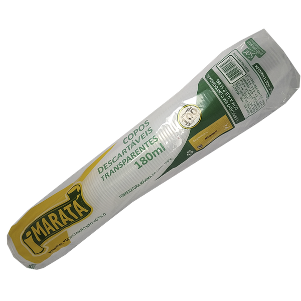 COPO PLAST. DESC.TRANSPARENTE MARATA 180ML C 100UN