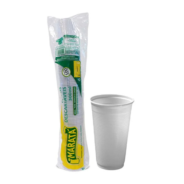COPO PLAST. DESC.TRANSPARENTE MARATA 300ML C 100UN