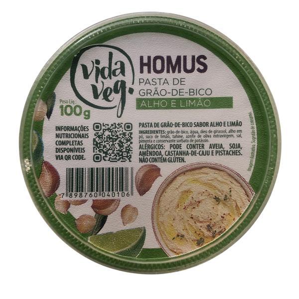 HOMUS VIDA VEG GRAO DE BICO ALHO E LIMAO PASTA 100G