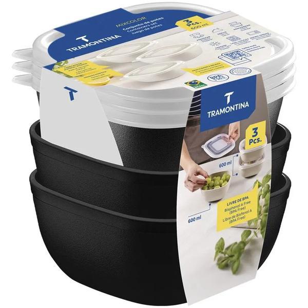 JOGO POTE TRAMONTINA MIXCOLOR 3PC PRETO 600ML