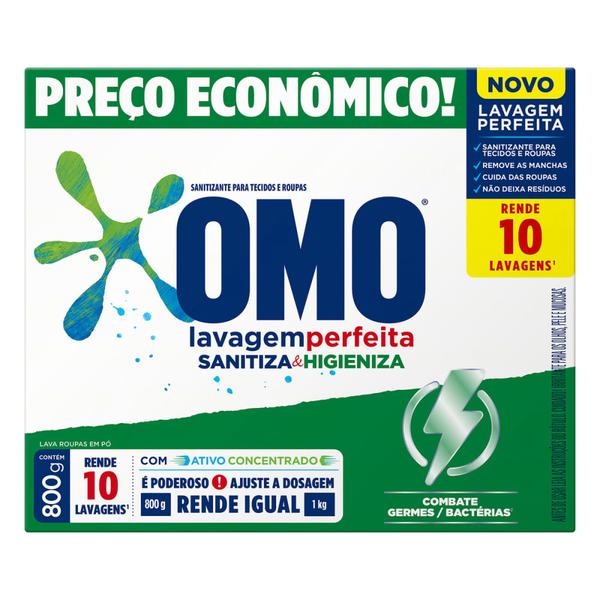 LAVA ROUPA PO OMO SANITIZA E HIGIENIZA CX 800G