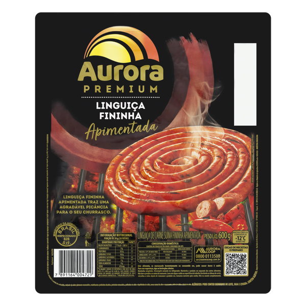 LINGUICA SUINA AURORA FININHA APIMENTADA 600G