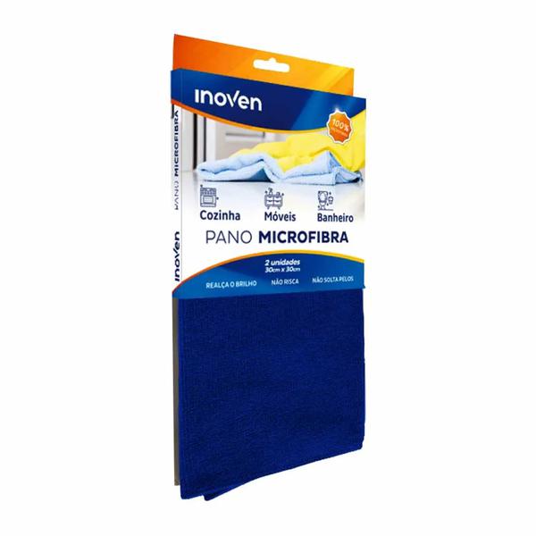 PANO MICROFIBRA INOVEN AZUL 30X30 PCT 2UN
