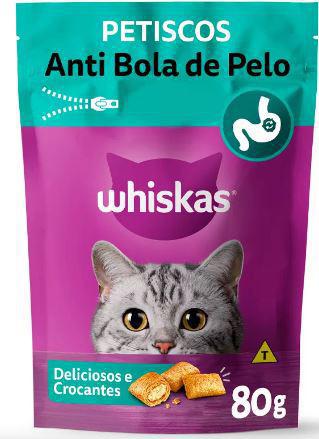 PETISCO P GATOS WHISKAS ANTI BOLAS DE PELO 80G