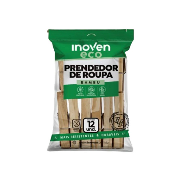 PRENDEDOR ROUPA INOVEN BAMBU C/12UN