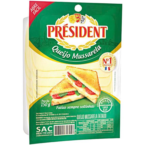 QUEIJO MUSSARELA PRESIDENT FAT 150G