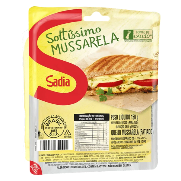 QUEIJO MUSSARELA SADIA FAT 150G