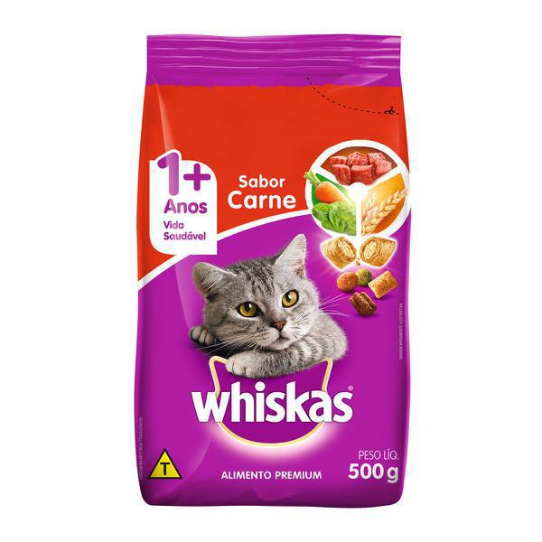 RACAO P GATOS WHISKAS AD CARNE 500G