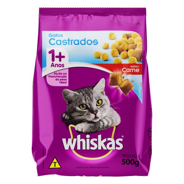 RACAO P GATOS WHISKAS AD CASTR CARNE 500G