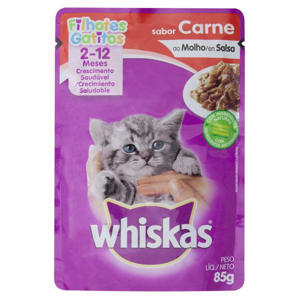 SACHE P GATOS FILH WHISKAS CARNE AO MOLHO