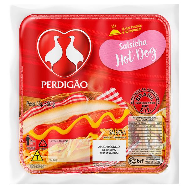 SALSICHA PERDIGAO HOT DOG 500G