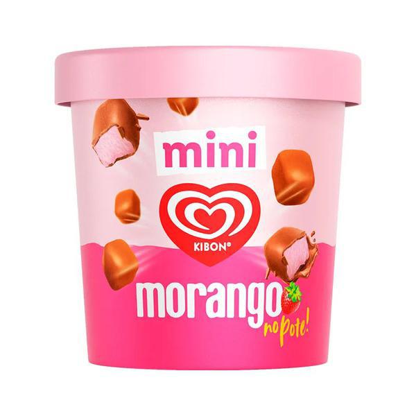 SORVETE KIBON MINI MORANGO NO POTE 184G