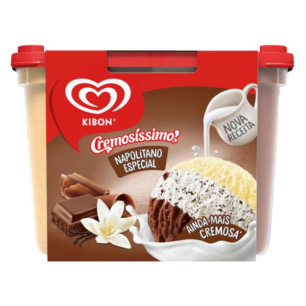 SORVETE KIBON NAPOLITANO ESP CREMOSO TRISABOR PT 2L
