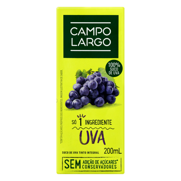 SUCO UVA CAMPO LARGO INT PET 200ML