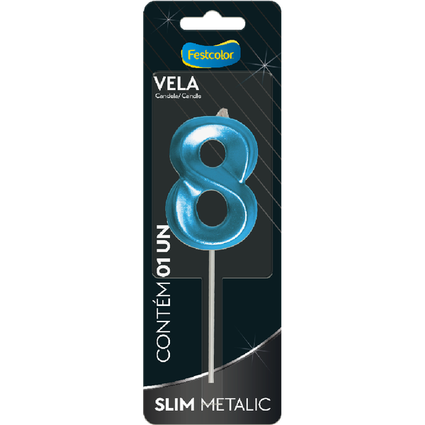 VELA MINI SLIM METALLIC AZUL FESTCOLOR N8