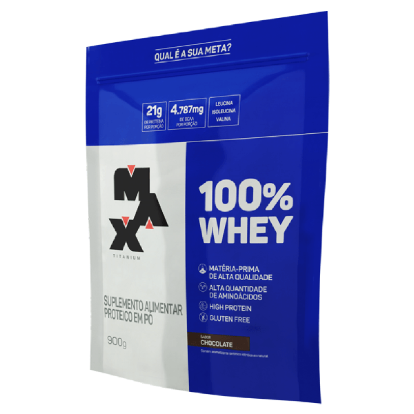 SUPLEMENTO ALIM MAX TITANIUM 100% WHEY REFIL 900G CHOCOLATE