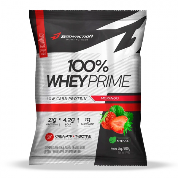 WHEY PRIME 100% BODY ACTION REFIL 900G MORANGO