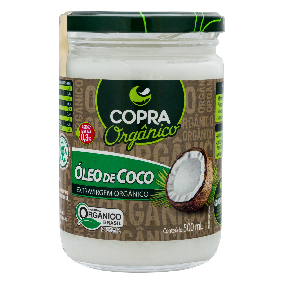 OLEO DE COCO EXTRA VIRGEM ORGANICO COPRA
