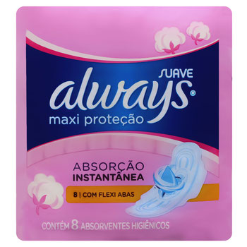 ABSORVENTES COM ABAS ALWAYS SUAVE C/ABAS