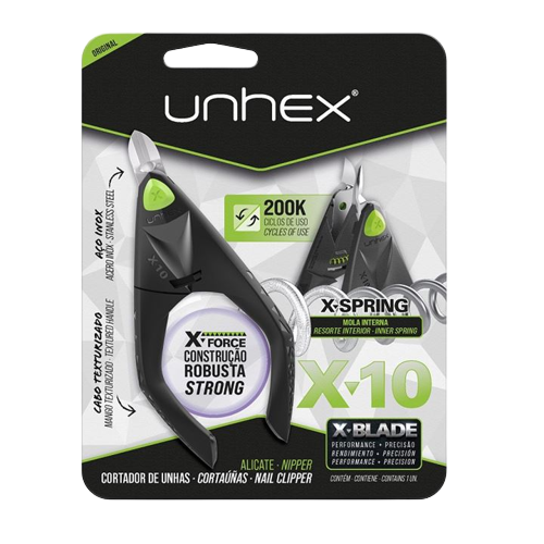 ALICATE P/UNHAS UNHEX X10 PT. VD. LIMAO