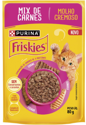 RACAO FRISKIES MIX DE CARNES SH 80g