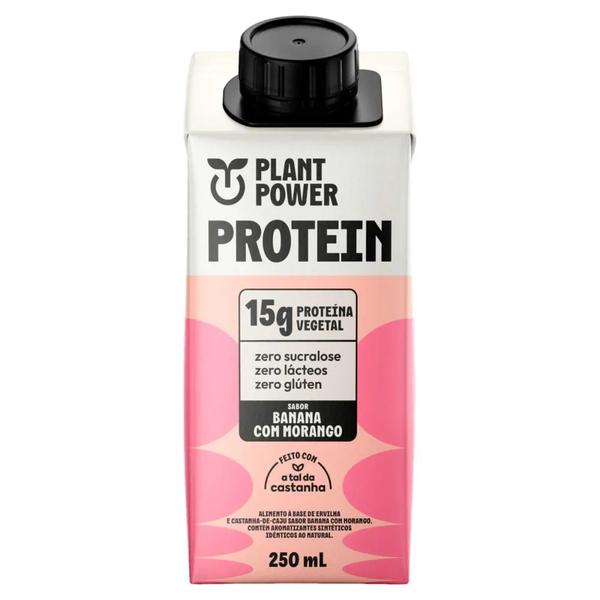 ALIMENTO PLANT POWER PROTEIN BANANA COM MORANGO 250ML