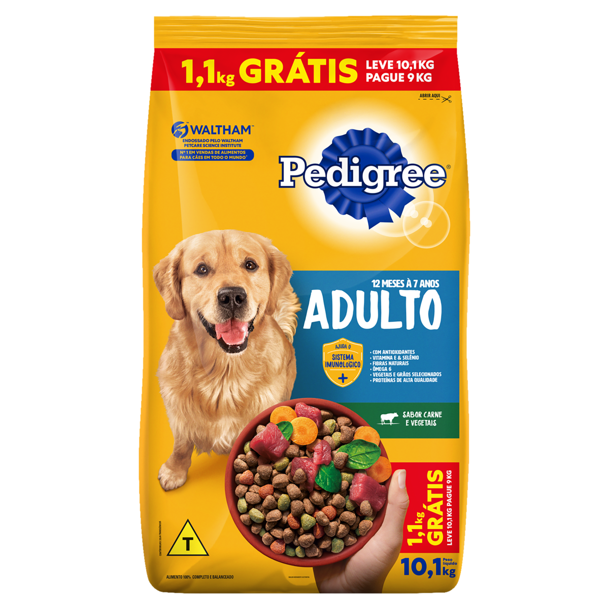 RACAO PEDIGREE CARNE VEGETAIS 10 1K