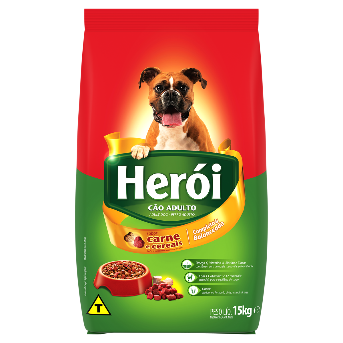 RACAO HEROI CARNE ADULTO       15KG