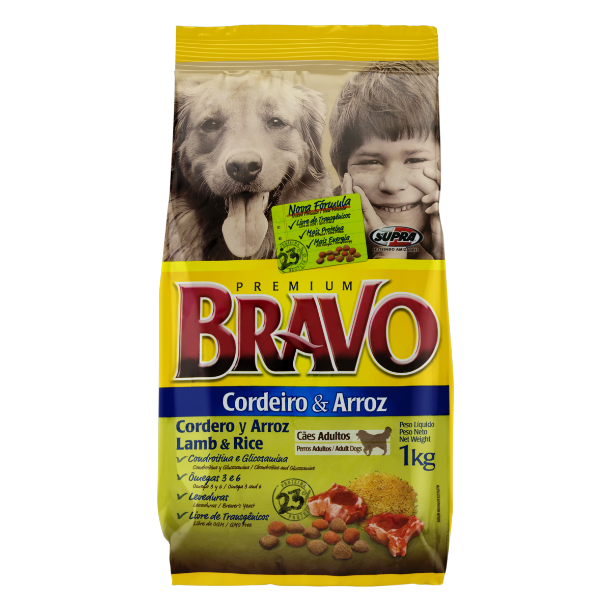 Ração Caes Bravo 1kg Cordeiro e Arroz