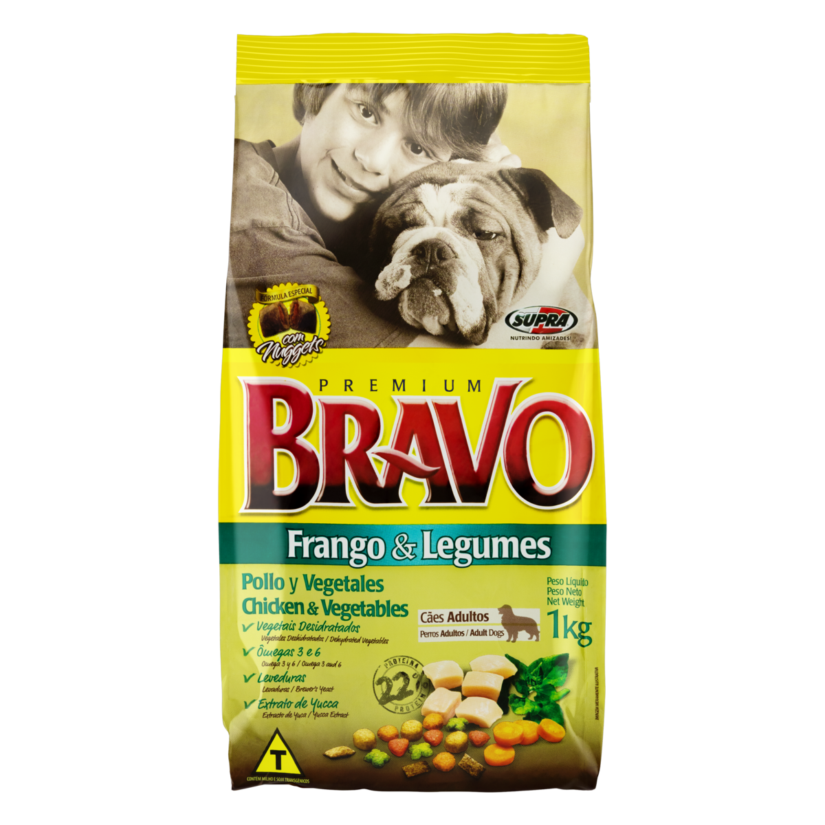 Ração Caes Bravo 1kg Frango e Legumes