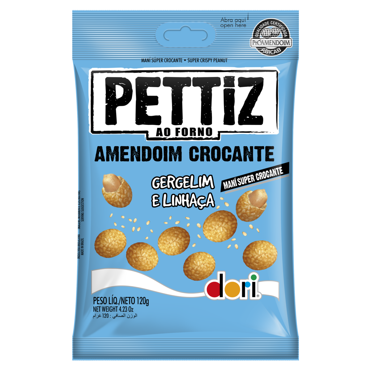 AMENDOIM DORI 120G PETTIZ GERGELIM/LINHACA