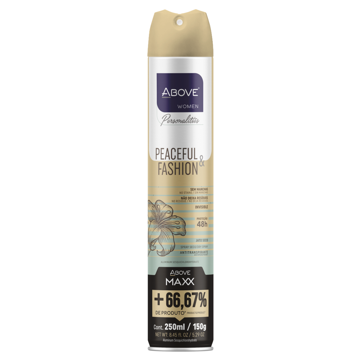 Antitranspirante Jato Seco Invisible Peaceful & Fashion Above Women Personalities Maxx 250ml