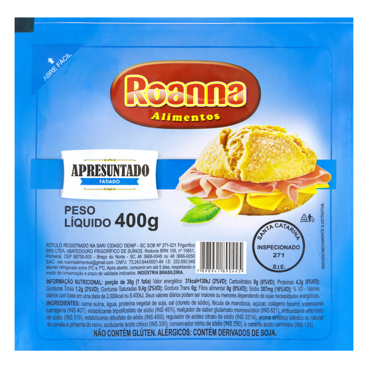 APRESUNTADO FATIADO ROANNA 400GR