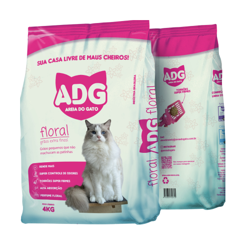 AREIA HIGIENICA ADG FLORAL P/ GATO 4KG
