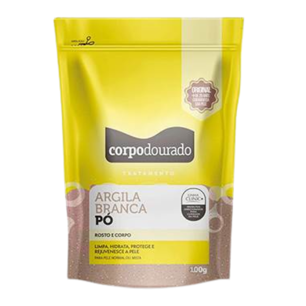 ARGILA PO 100G SACHET BRANCA CORPO DOURADO 