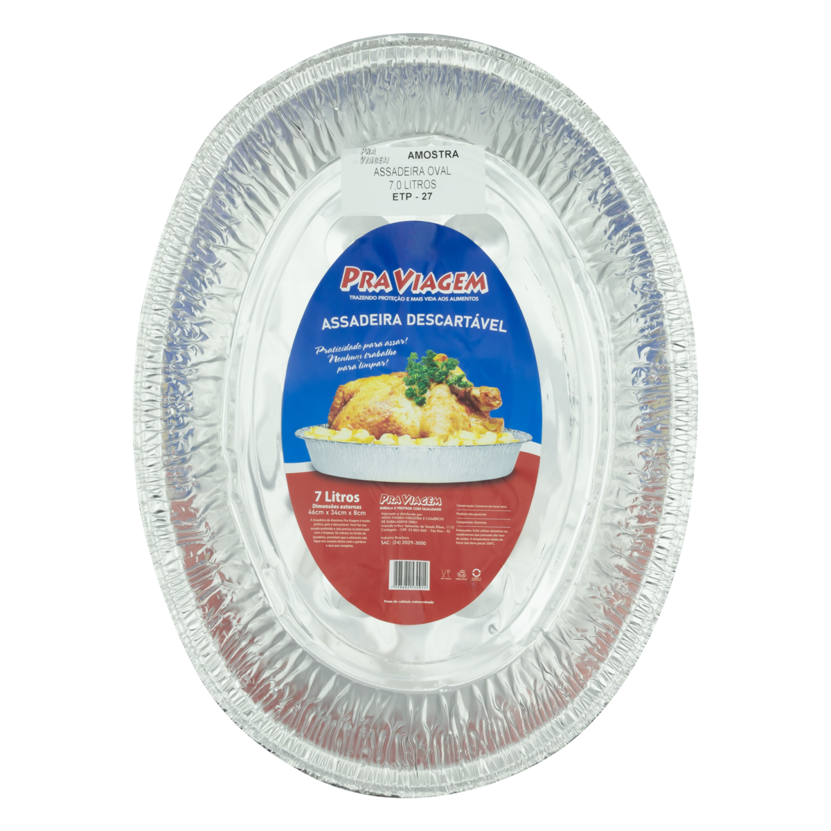 ASSADEIRA ALUMINIO OVAL PRA VIAGEM 7L