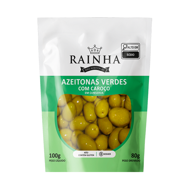 AZEITONA RAINHA VERD C/CAROÇO SACHET 170G