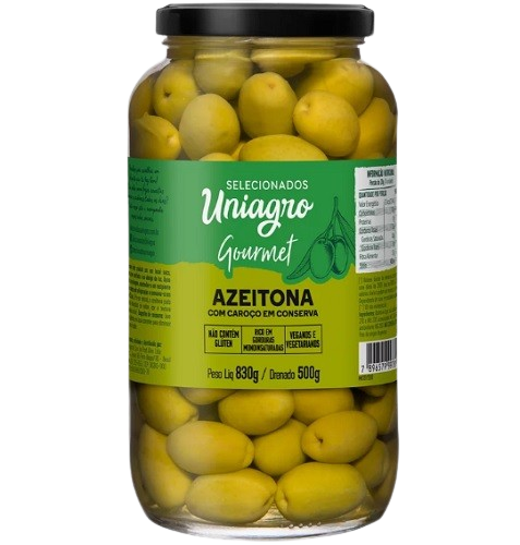 AZEITONA UNIAGRO 500GR C/CAROÇO VIDRO