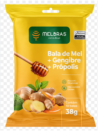 BALA DE MEL GENGIBRE PROPOLIS MEL BRAS 38G