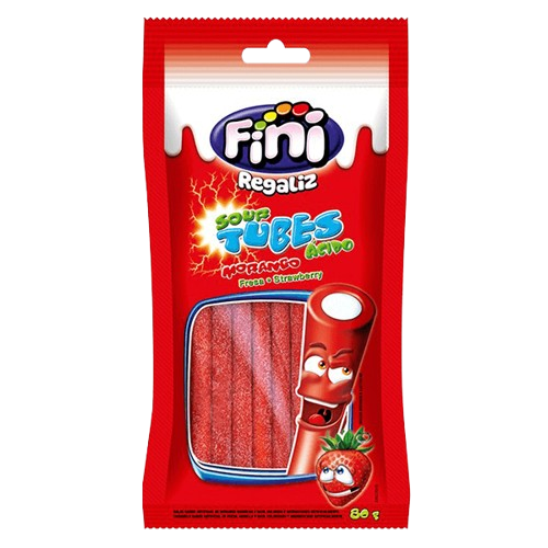 BALA FINI TUBE MORANGO LIMAO AZEDINHO 80G