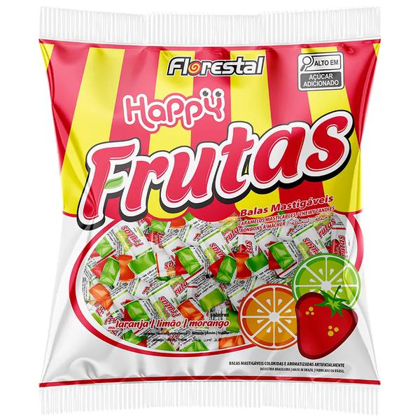 BALA MASTIGAVEL  HAPPY FRUTAS 500G FLORESTAL
