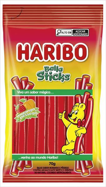 STICKS HARIBO PESSEGO E MORANGO 70GR