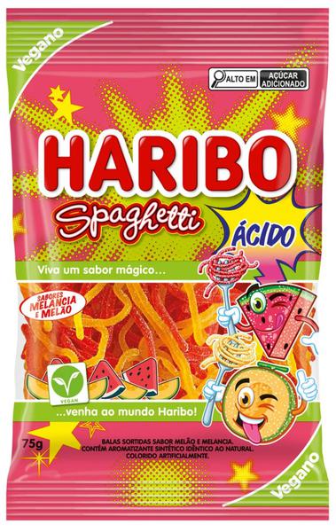 BALA GELATINA HARIBO 75G SPAGHETTI MELANCIA MELAO ACIDO