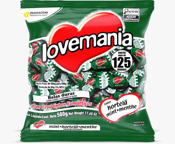 Bala Lovemania Hortelã 500g