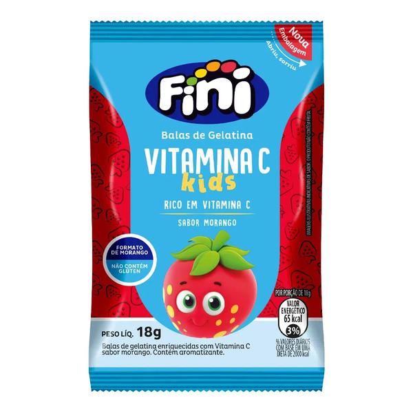 Bala morango Vit c 18gr Fini