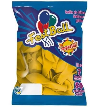 BALAO ANIV LISO N7 AMARELO 50UN FEST BALL