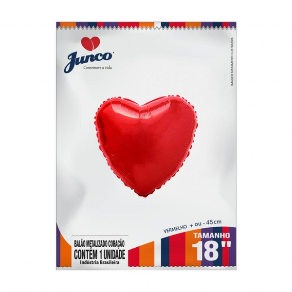 BALAO JUNCO CORACAO VERM 45CM 1UN