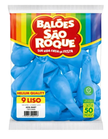 SAO ROQUE BALAO 7 LISO RED C/50 AZUL BABY