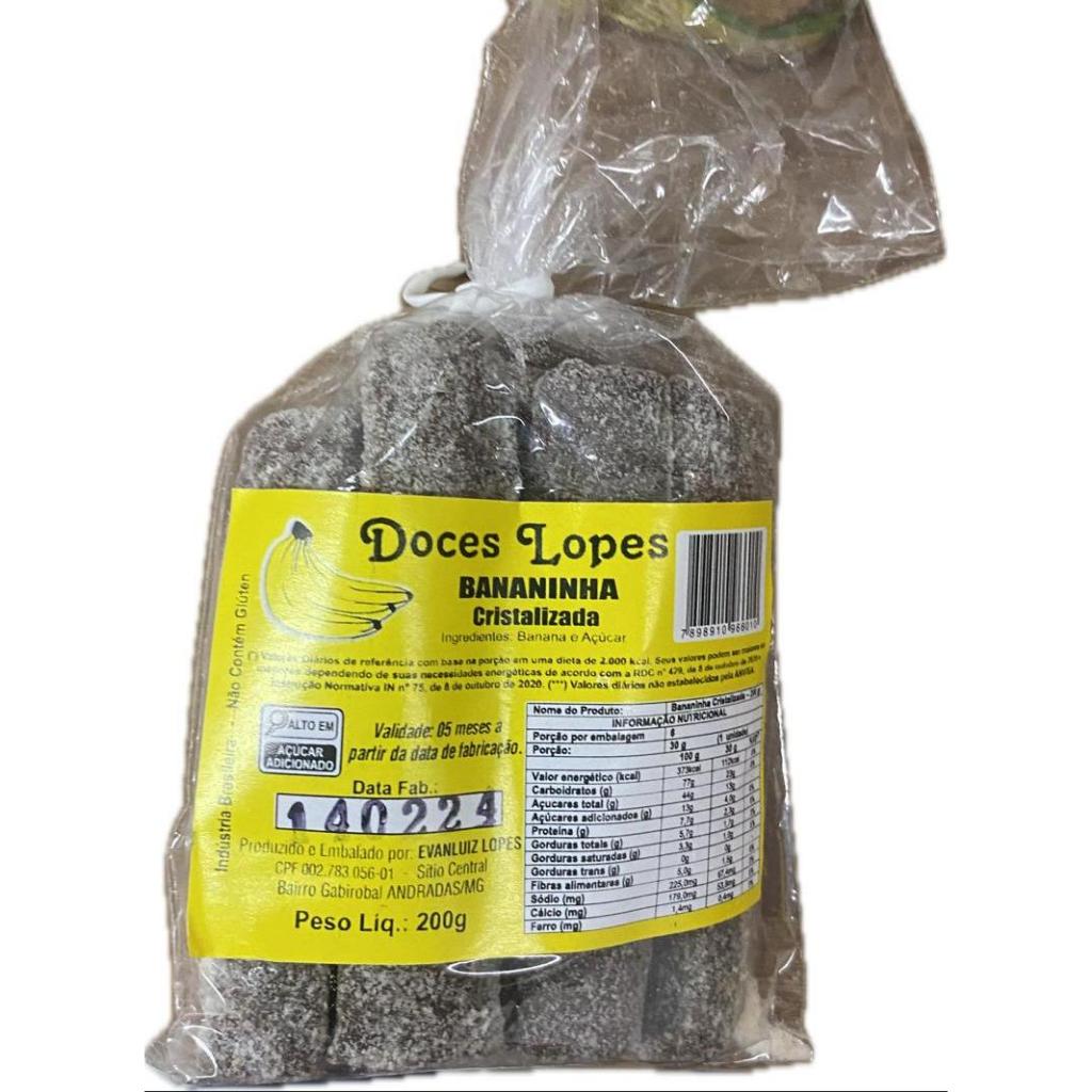 BANANINHA CRISTALIZADA DOCES LOPES 200G