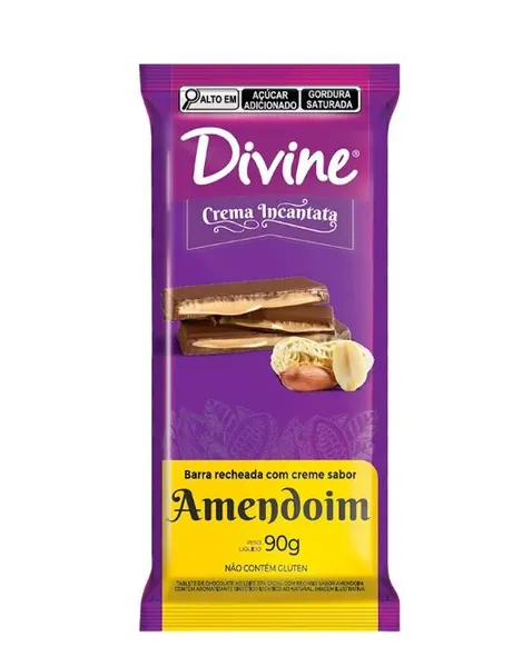 CHOC.DIVINE 90G LEITE 37% RECH.AMENDOIM